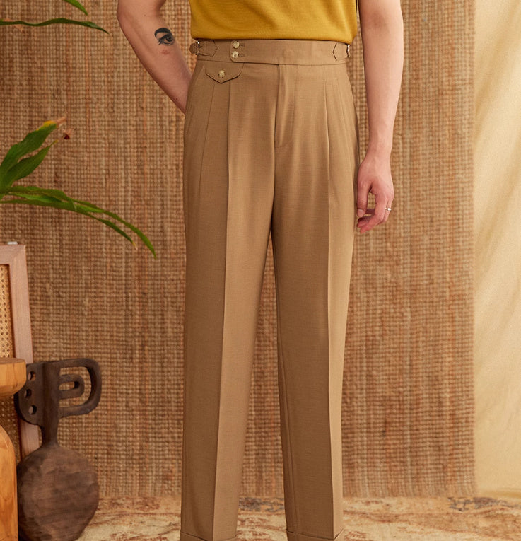 Men's Catanzaro High Waisted Straight Fit Trousers