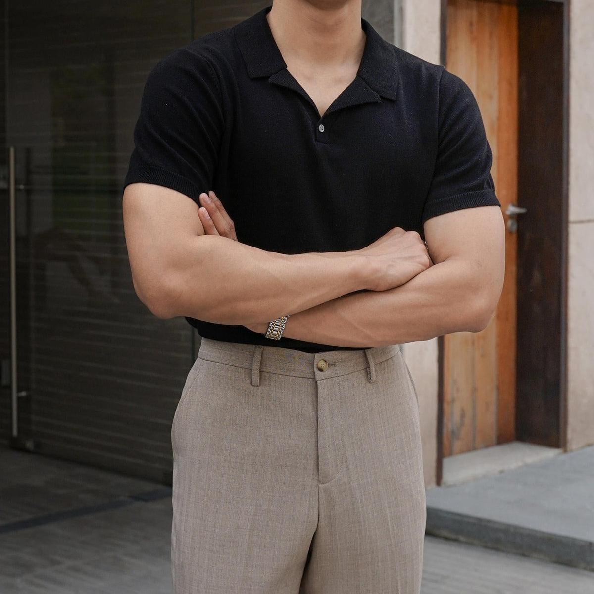 Men's Fit Spread Collar Polo Shirt