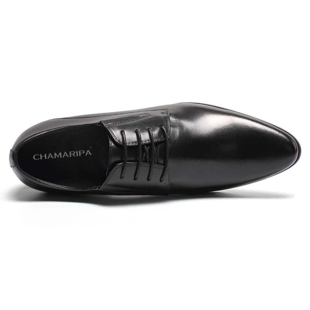 Men’s Derby Shoes with 8 cm Invisible Height Increase, Calfskin Leather and Contrasting Rubber Sole