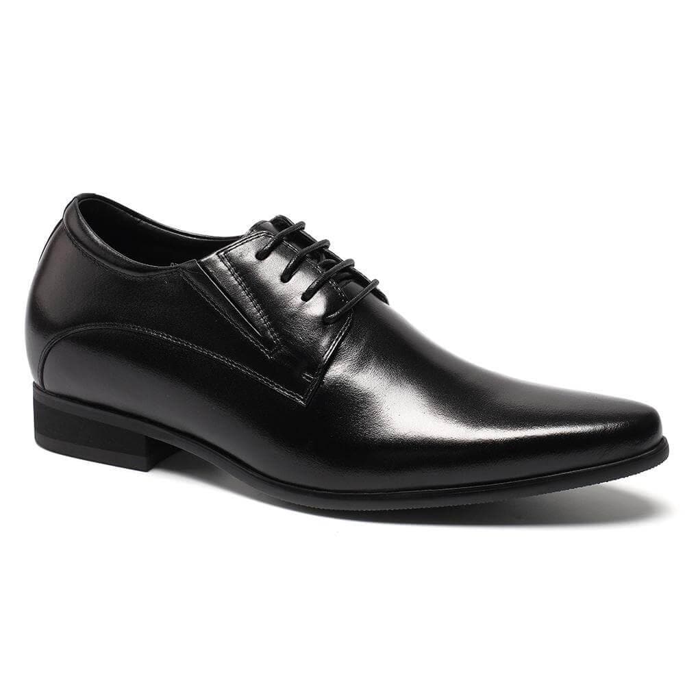 Menβs Derby Shoes with 8 cm Invisible Height Increase, Calfskin Leather and Contrasting Rubber Sole