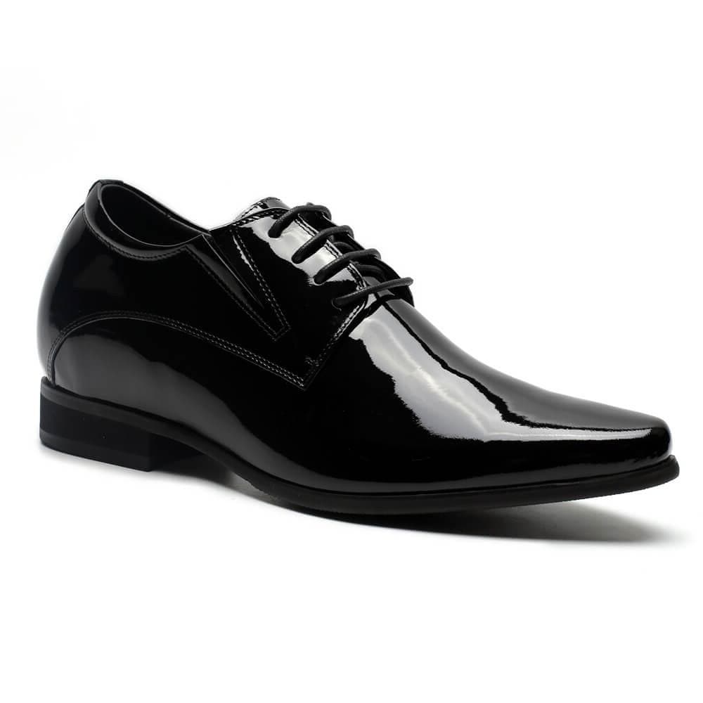 Men’s Derby Shoes with 8 cm Invisible Height Increase, Calfskin Leather and Contrasting Rubber Sole
