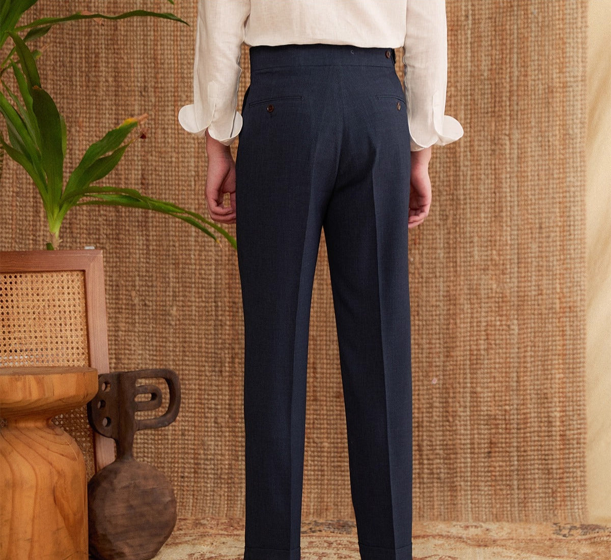 Men's Portovenere Seersucker Houndstooth High Waisted Trousers