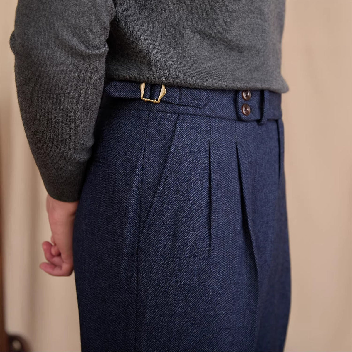 Men's Vienna Herringbone Wool Blend Trousers