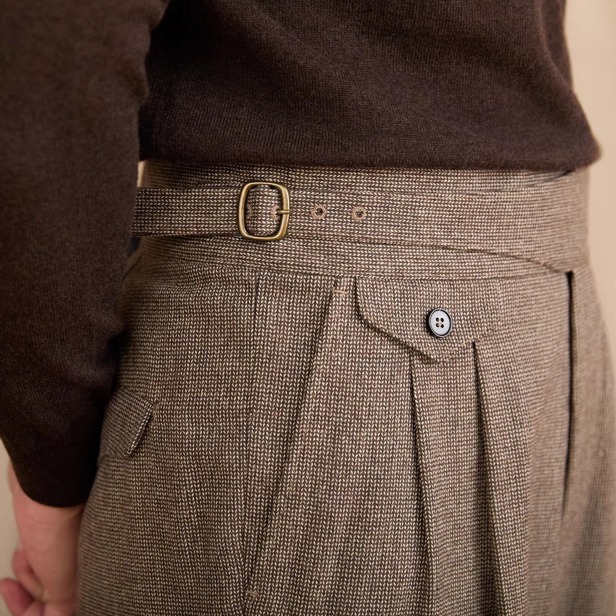 Men's Napoli Houndstooth Wool Blend Gurkha Trousers