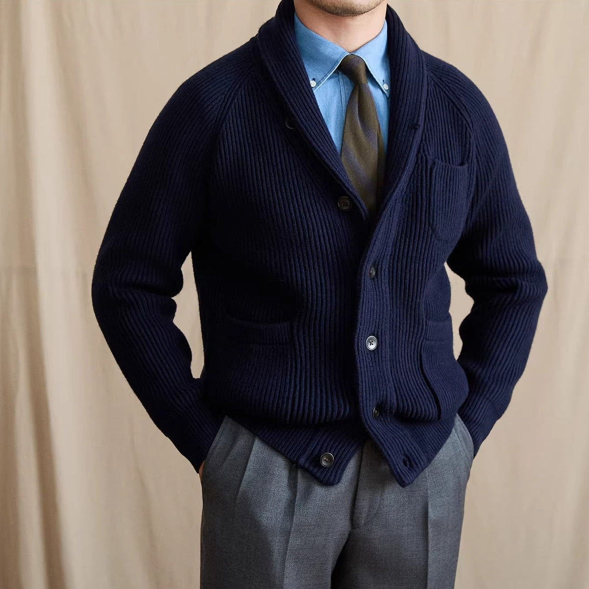 Men's Harrow Ribbed Shawl Collar Cardigan
