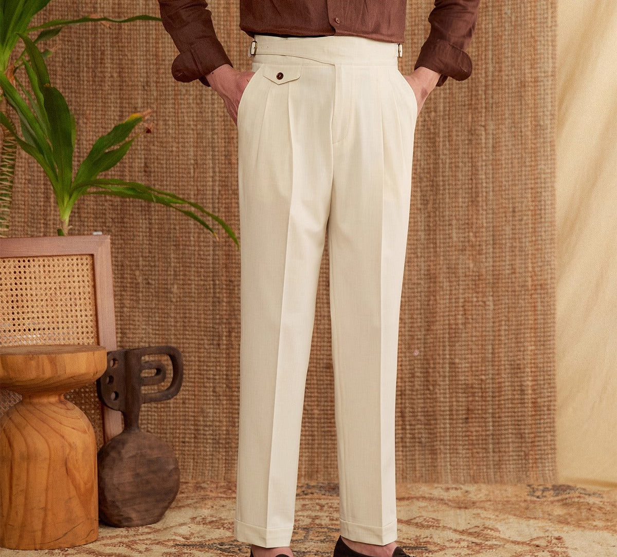 Men's Sicilia Gurkha Straight Fit High Waisted Trousers