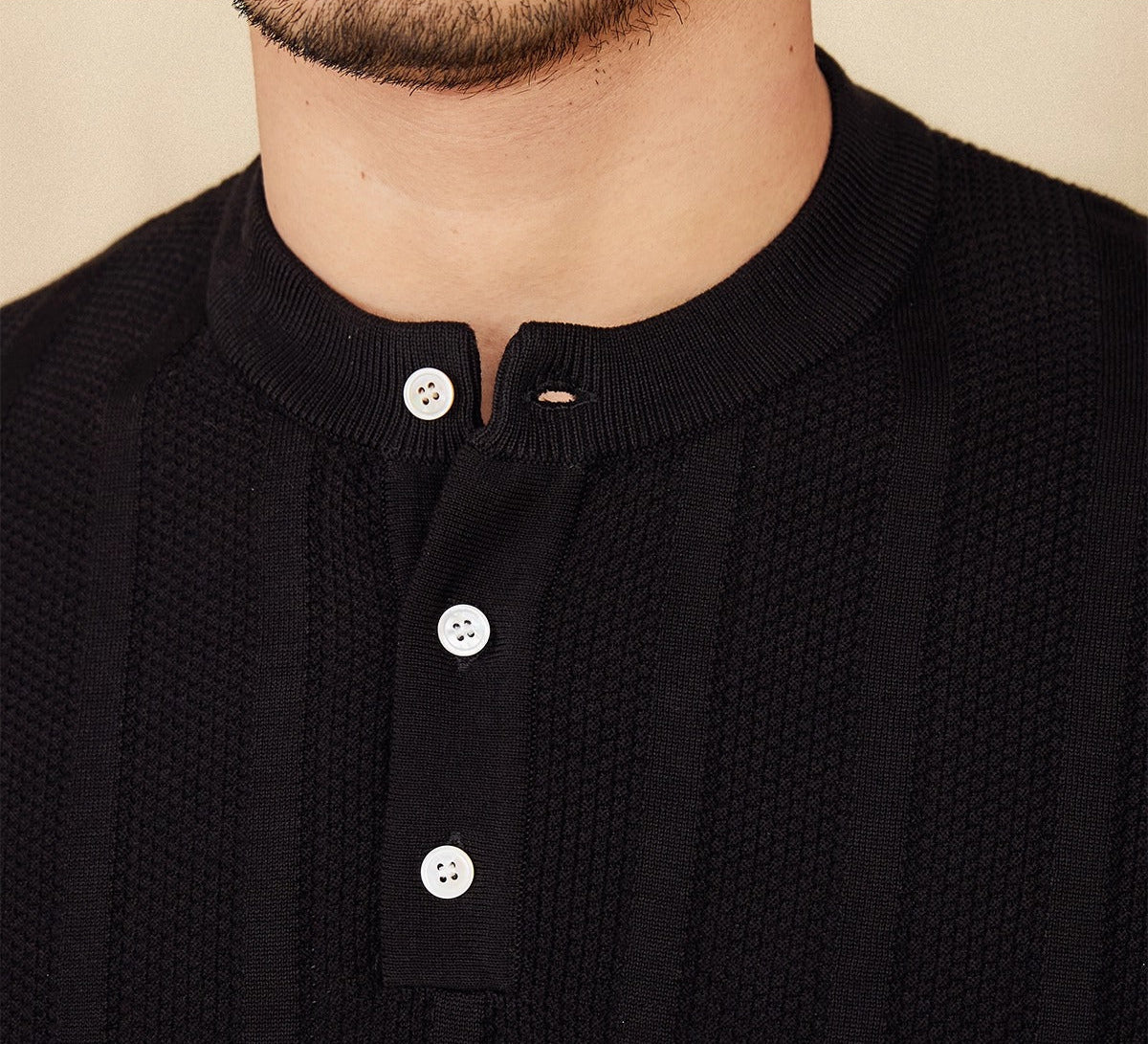 Men's Antalya Pleated Cotton Henley