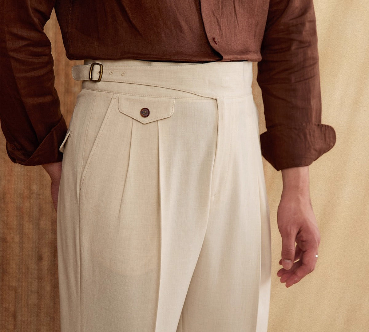 Men's Sicilia Gurkha Straight Fit High Waisted Trousers