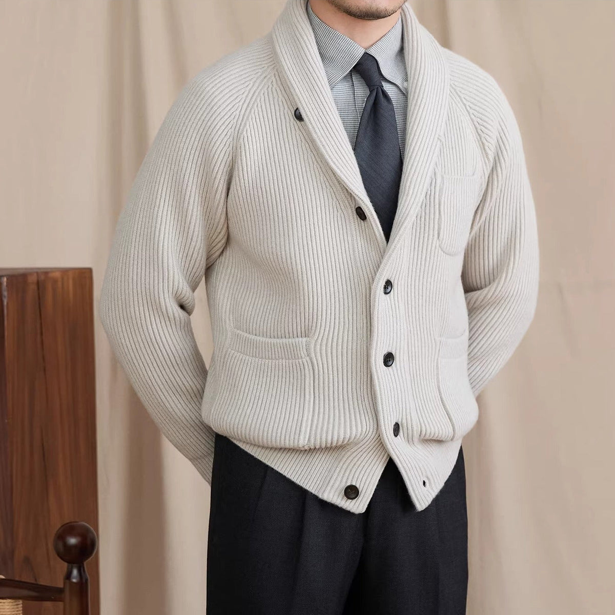 Men's Harrow Ribbed Shawl Collar Cardigan