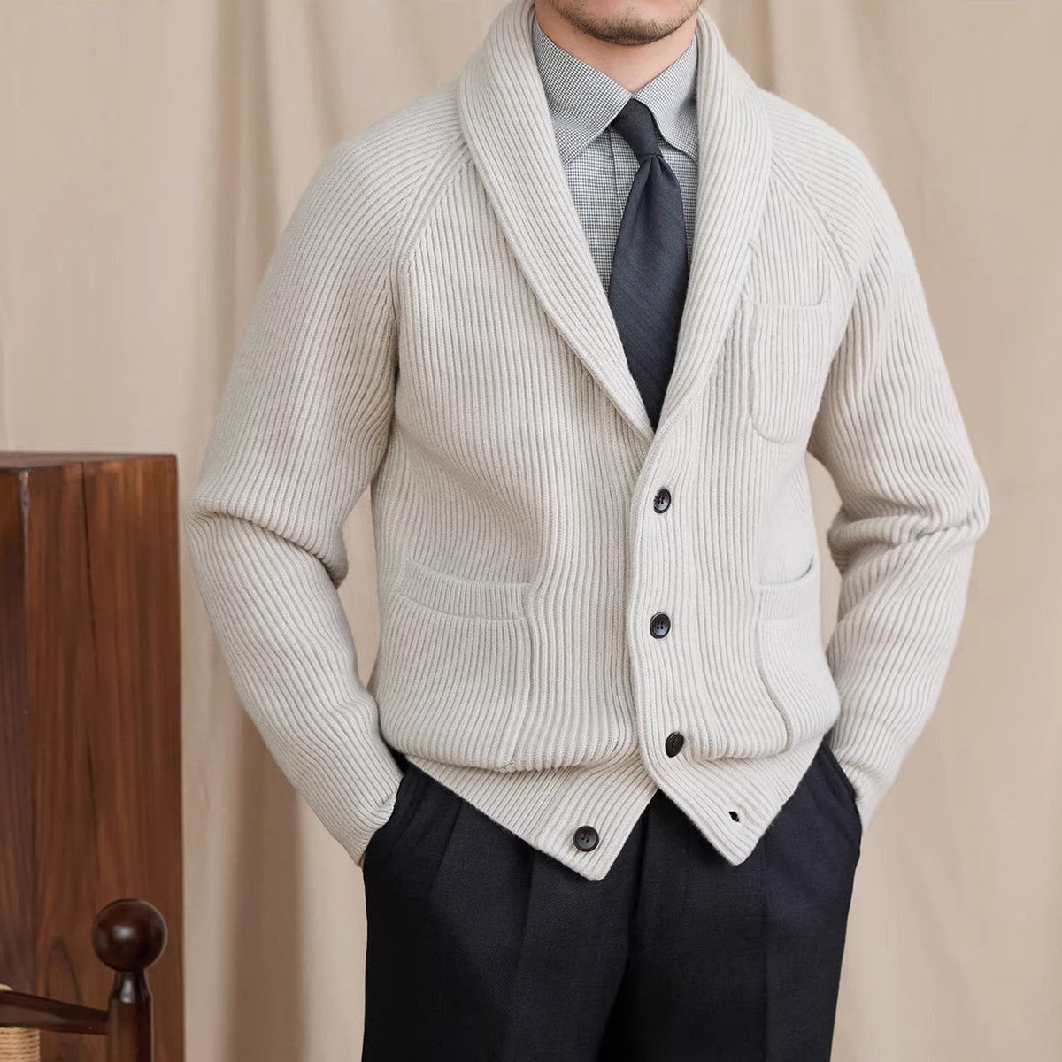 Men's Harrow Ribbed Shawl Collar Cardigan