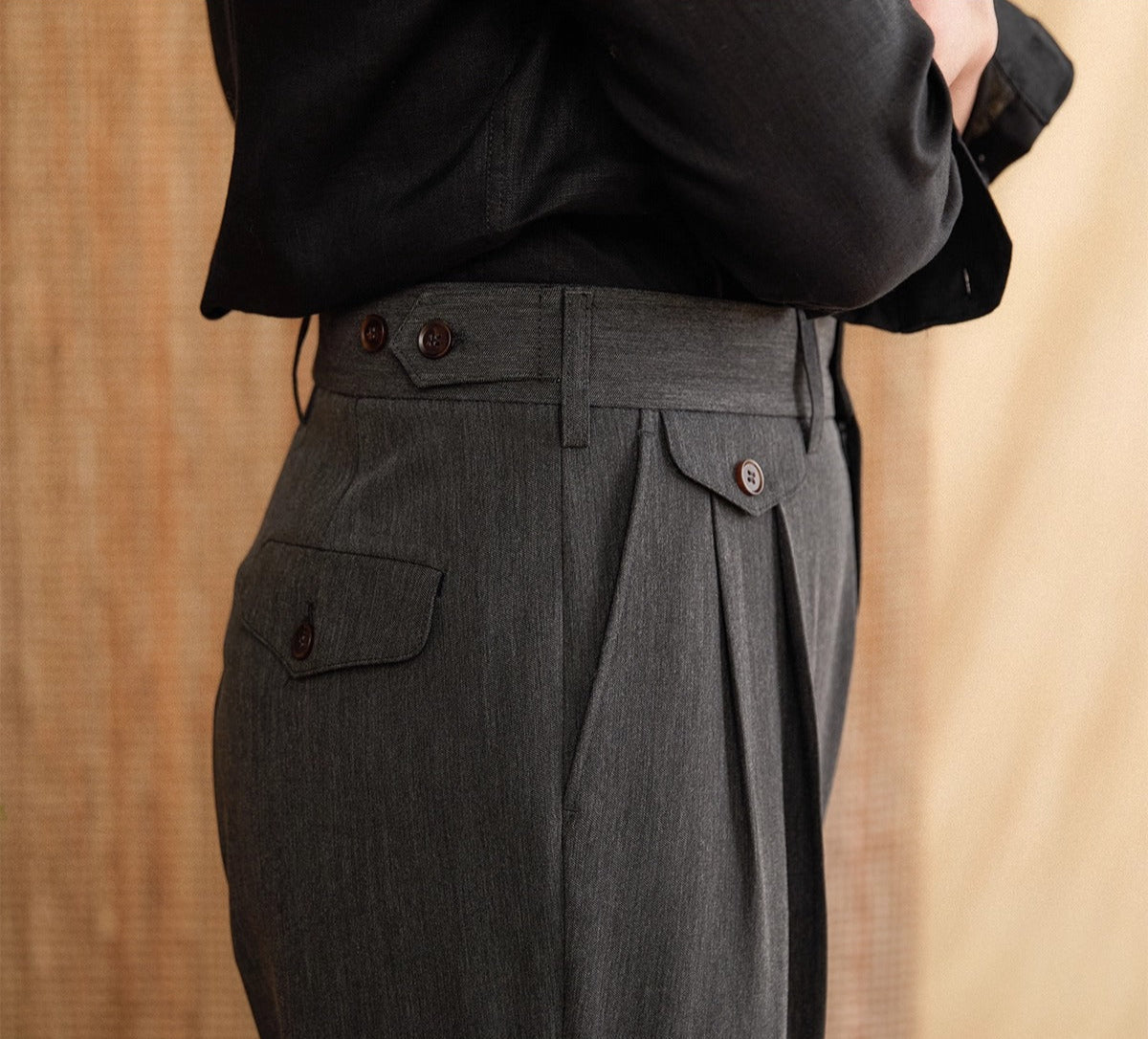 Men’s Straight Fit Trousers with Coin Pocket