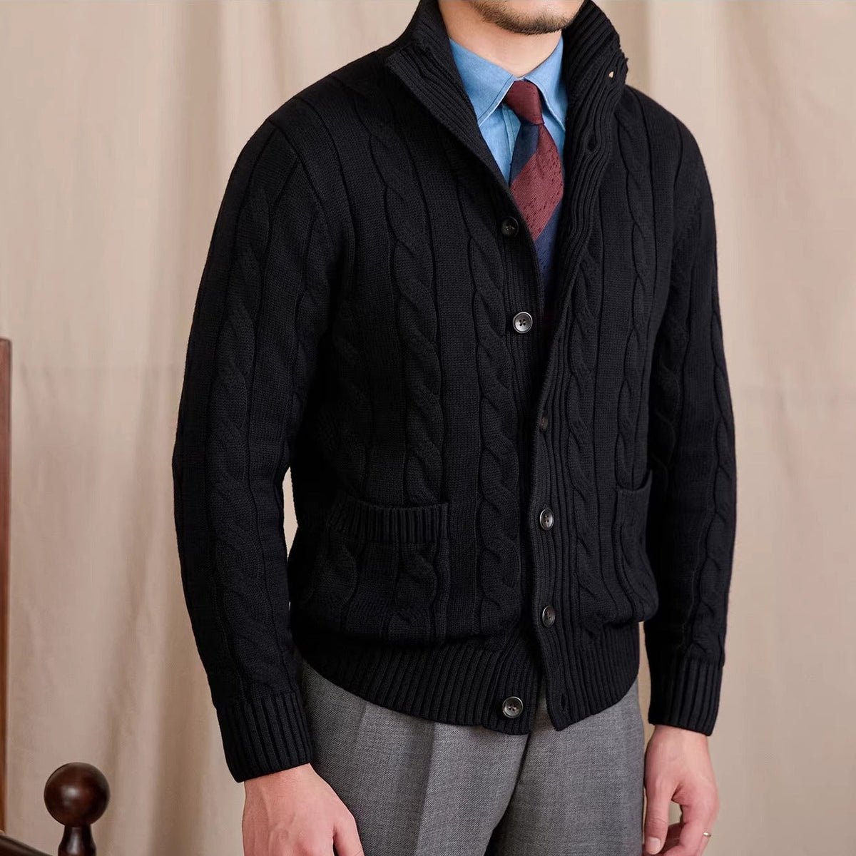 Men's St Moritz Buttoned Cable Knit Cardigan