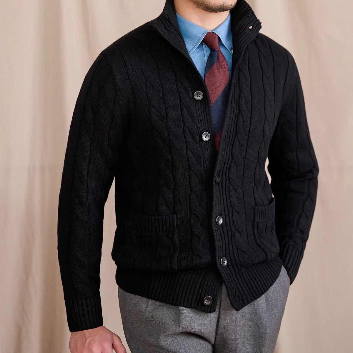Men's St Moritz Buttoned Cable Knit Cardigan