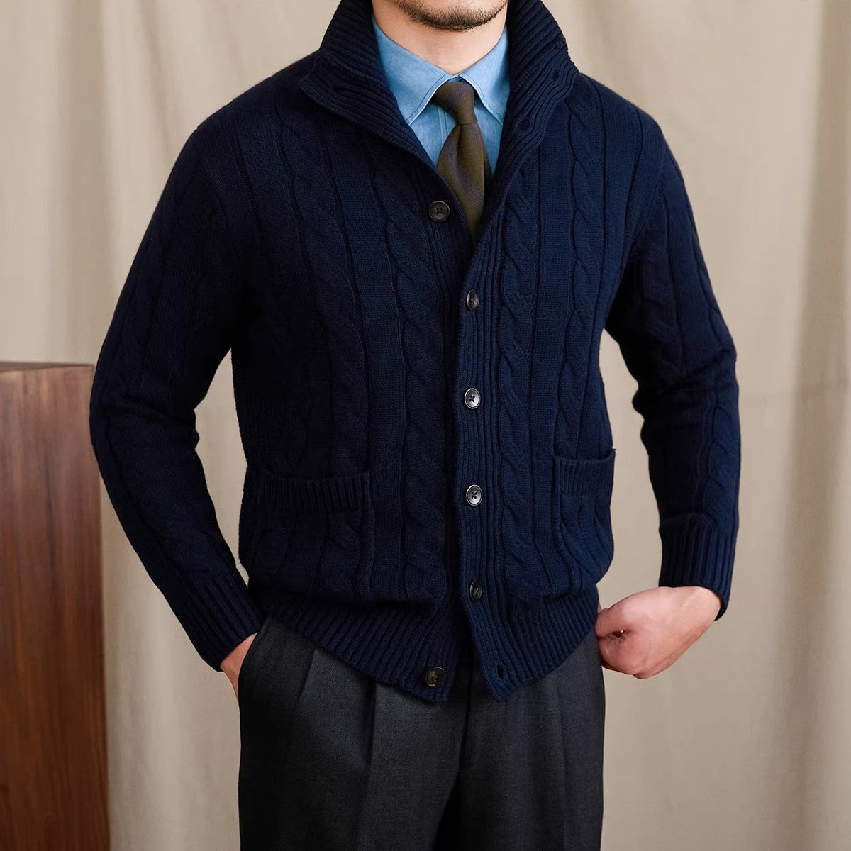 Men's St Moritz Buttoned Cable Knit Cardigan