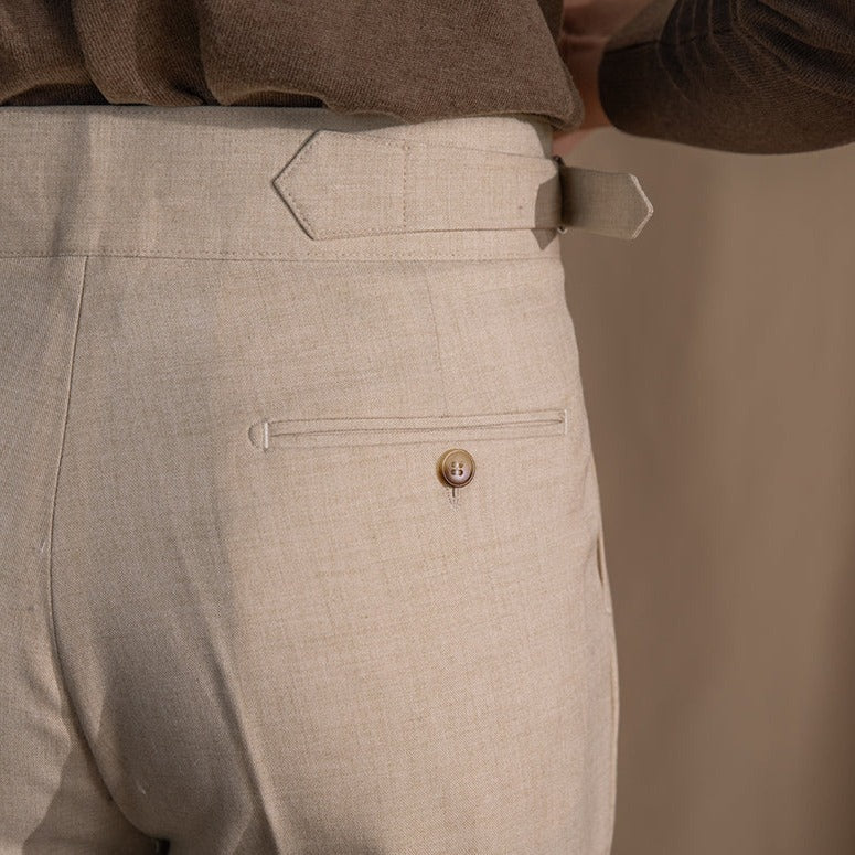 Men's Vicenza Gurkha Double Pleated Straight Fit Trousers