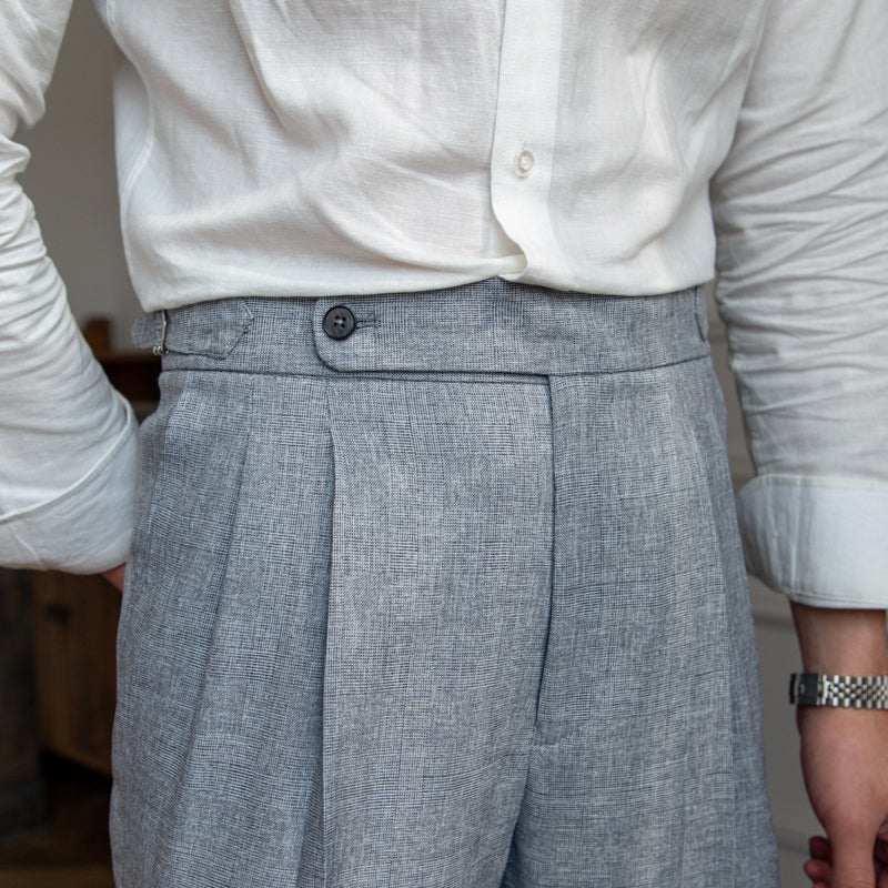 Men's Checkered Flannel Straight-Fit Trousers