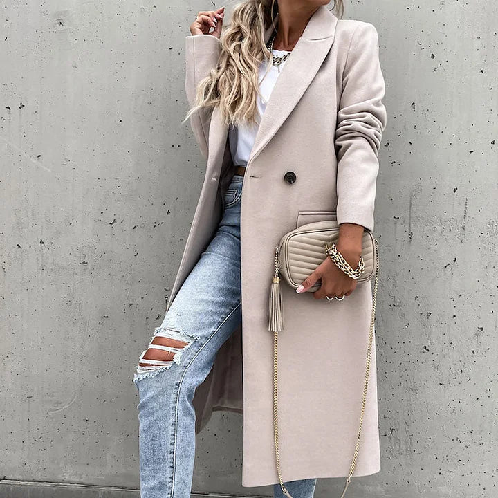 Women’s Classic Winter Coat with Lapel Collar