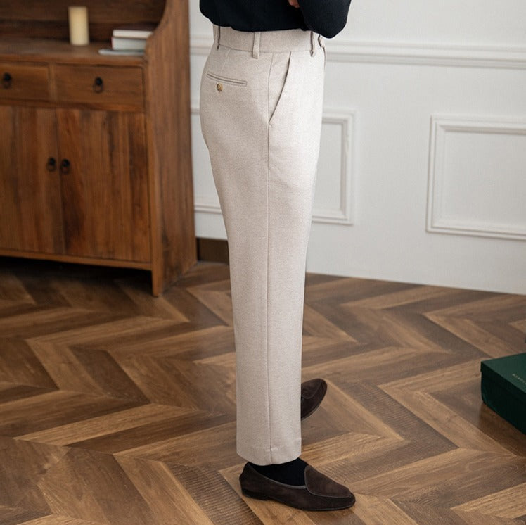 Men's Wool Felt Straight-Fit Trousers