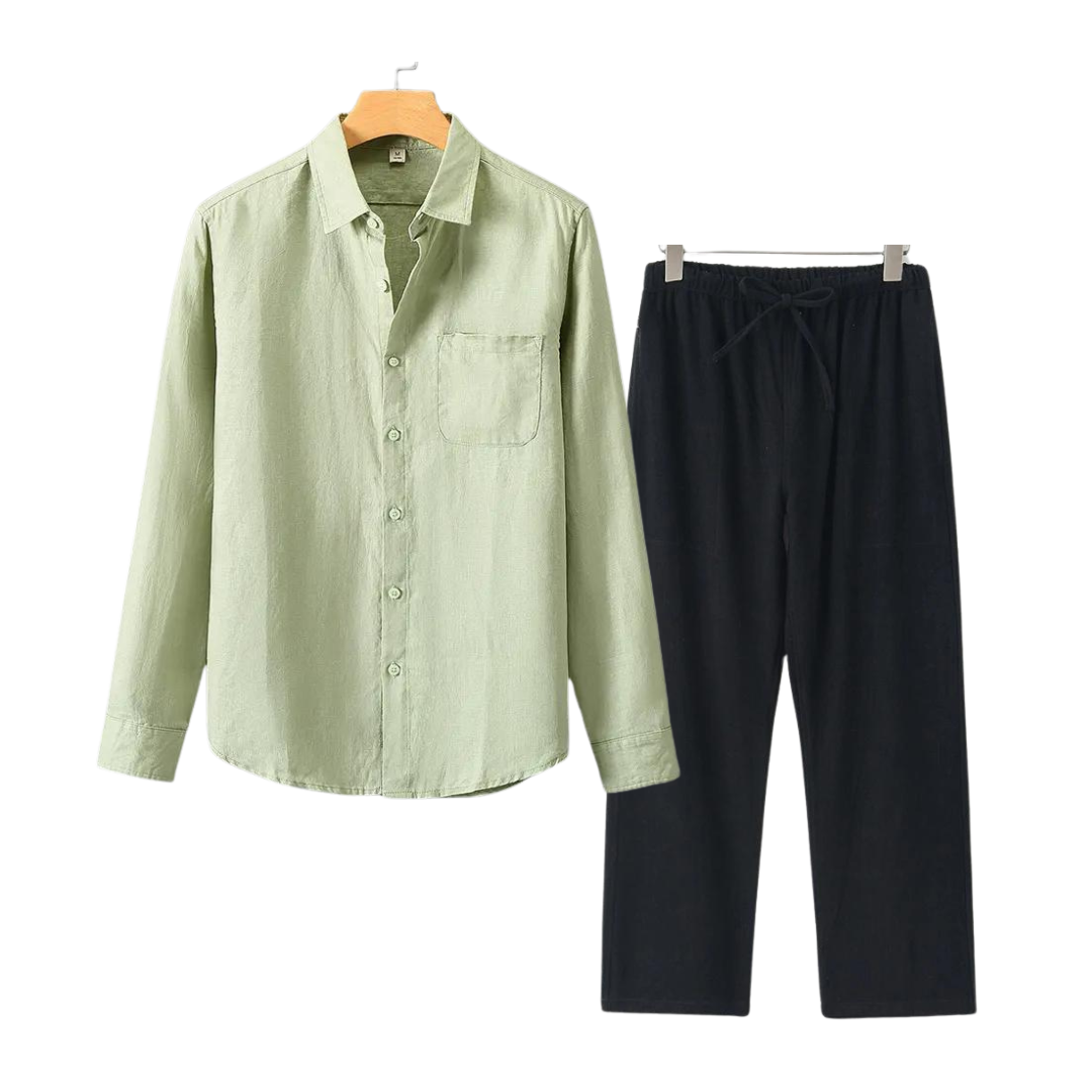 Men’s Linen Shirt and Shorts Set