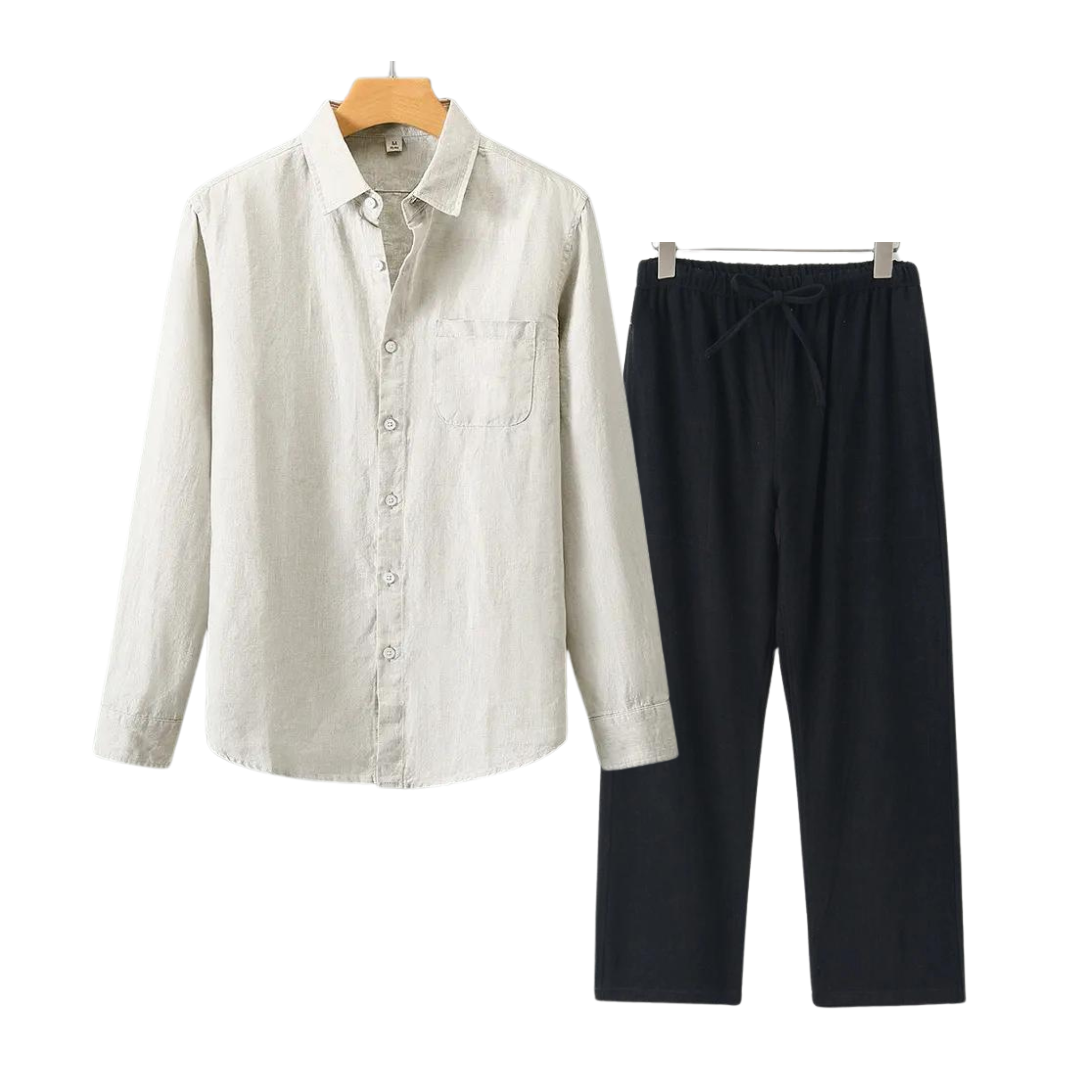 Men’s Linen Shirt and Shorts Set