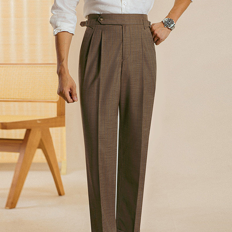 Men's Pinstripe Pleated Trousers