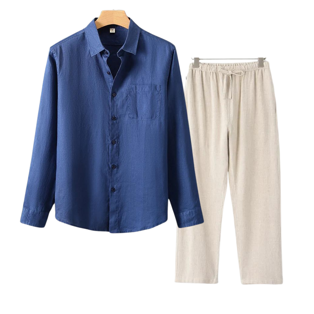 Men’s Linen Shirt and Shorts Set