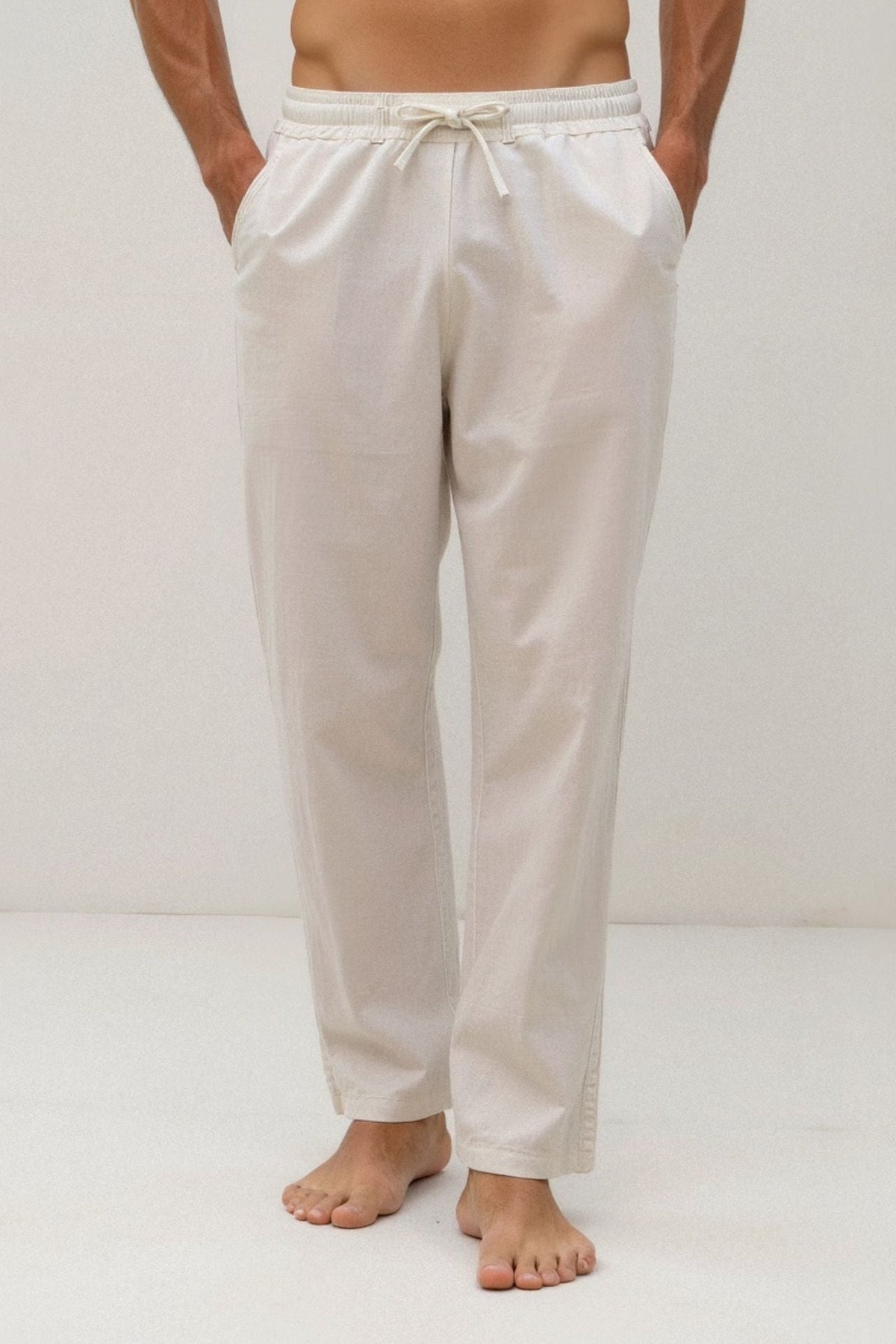 Men's Cotton & Linen Blend Drawstring Pants