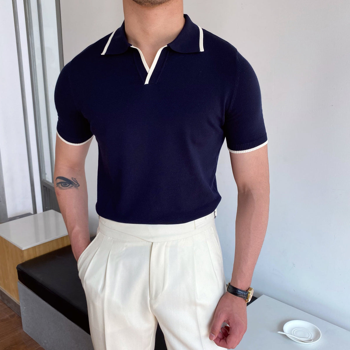 Men’s Contrast Piping Polo Shirt