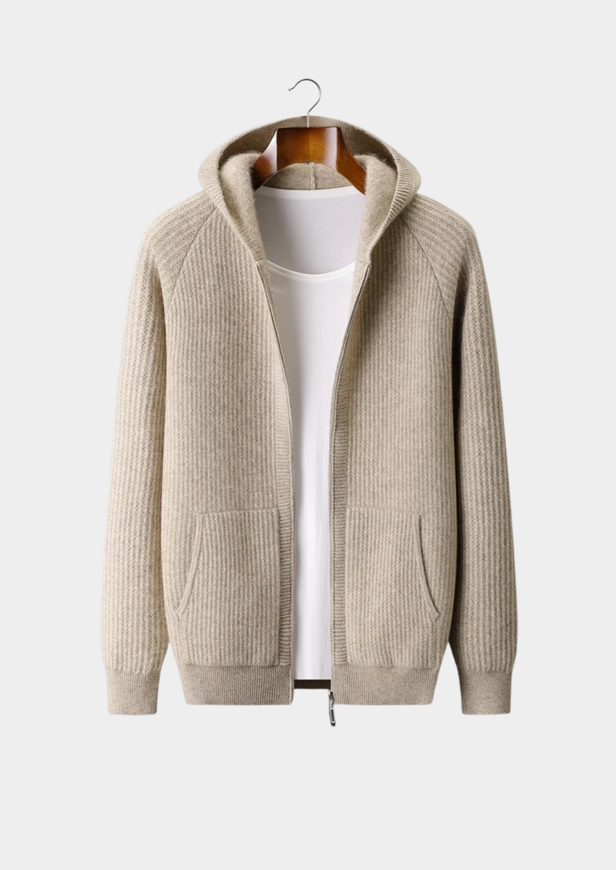 Belmont  Wool Ribbed Zipper Hoodie