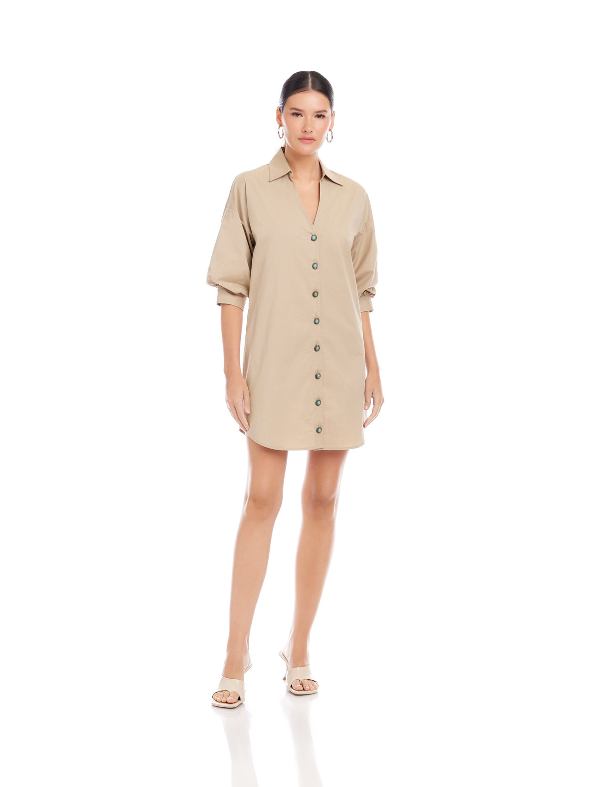 Women's Lantern Sleeve Shirt Dress