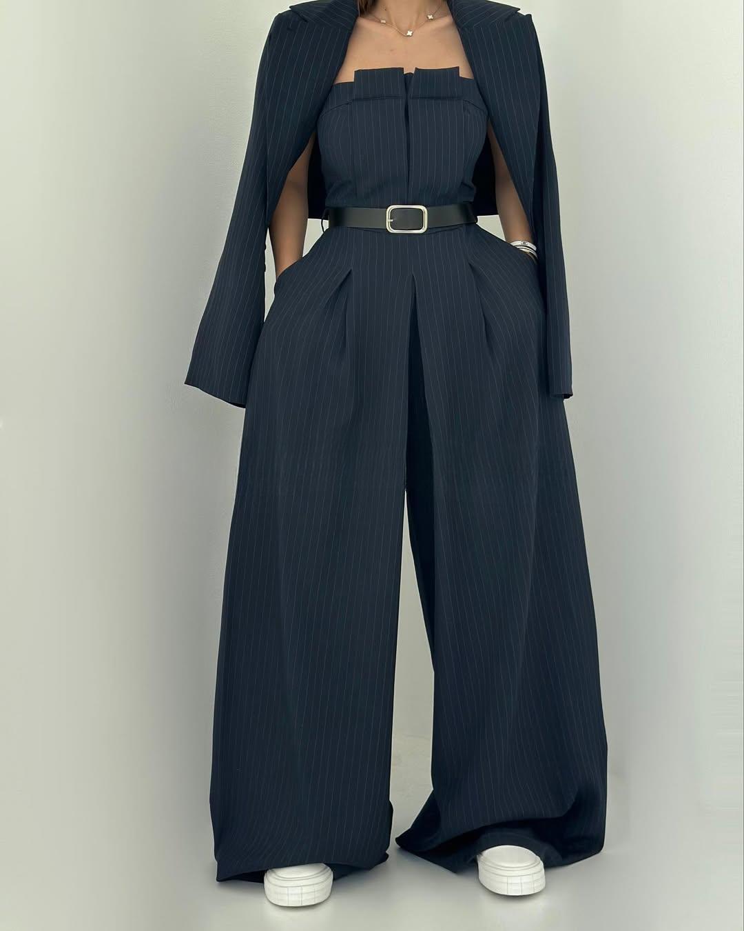 Women’s Strapless Blazer-Style Jumpsuit