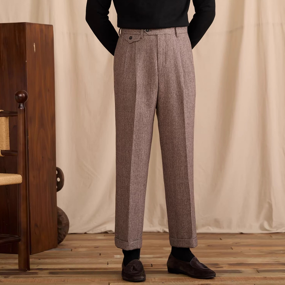 Men's Cheltenham Houndstooth High Waisted Trousers
