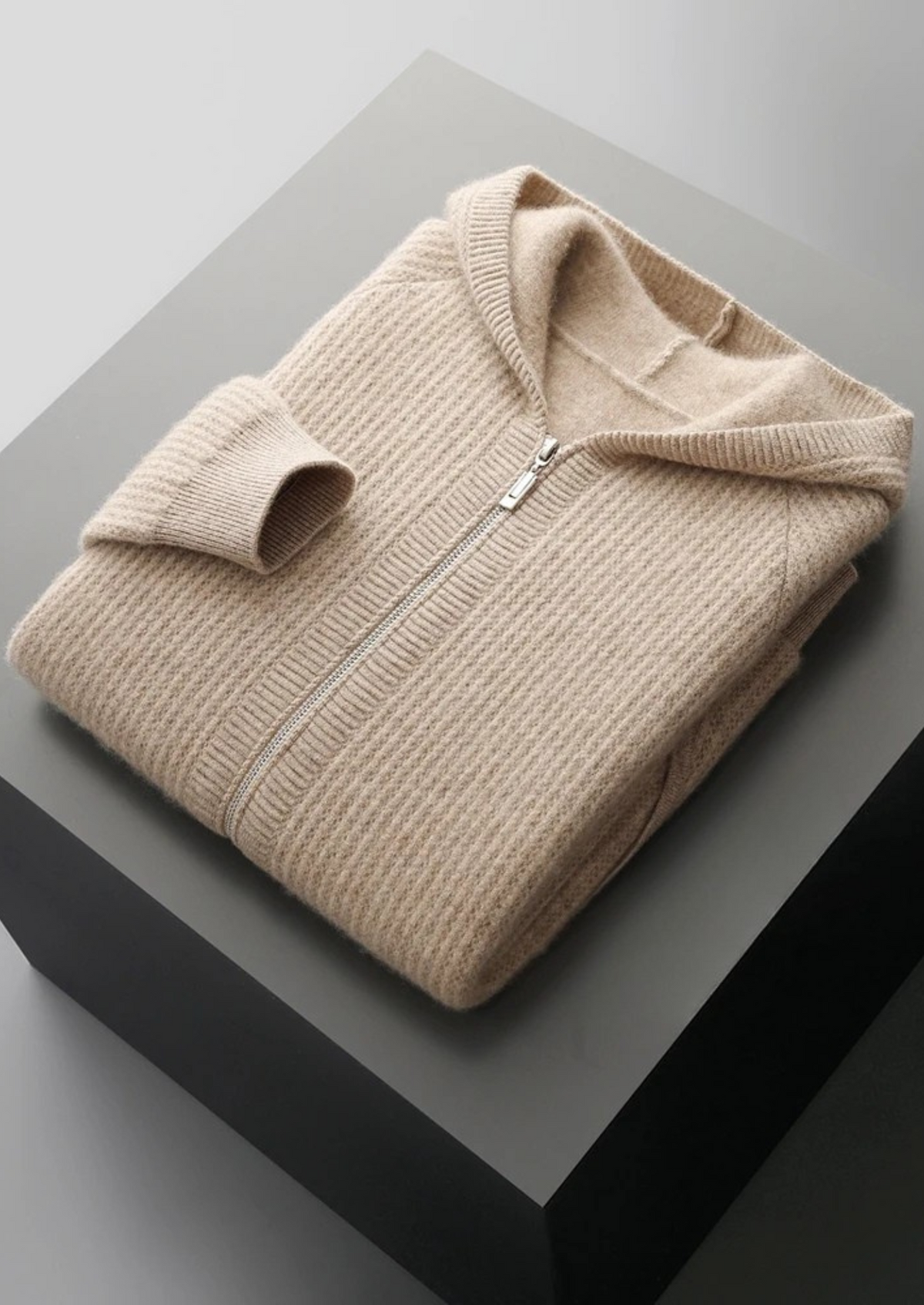 Belmont  Wool Ribbed Zipper Hoodie