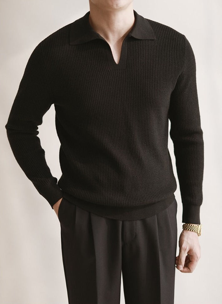 Men's Relaxed Knit Polo Sweater