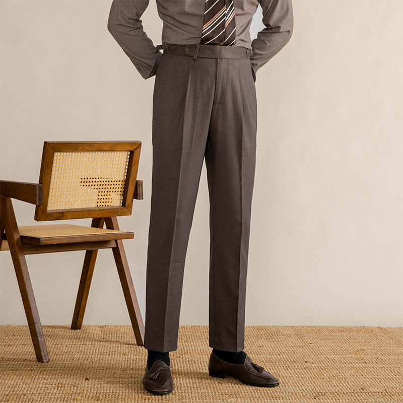 Men's Denim Workwear Trousers with Double Pleats
