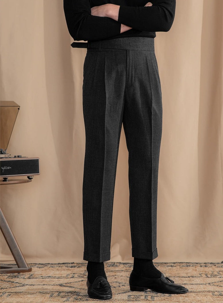 Men's Vicenza Gurkha Double Pleated Straight Fit Trousers