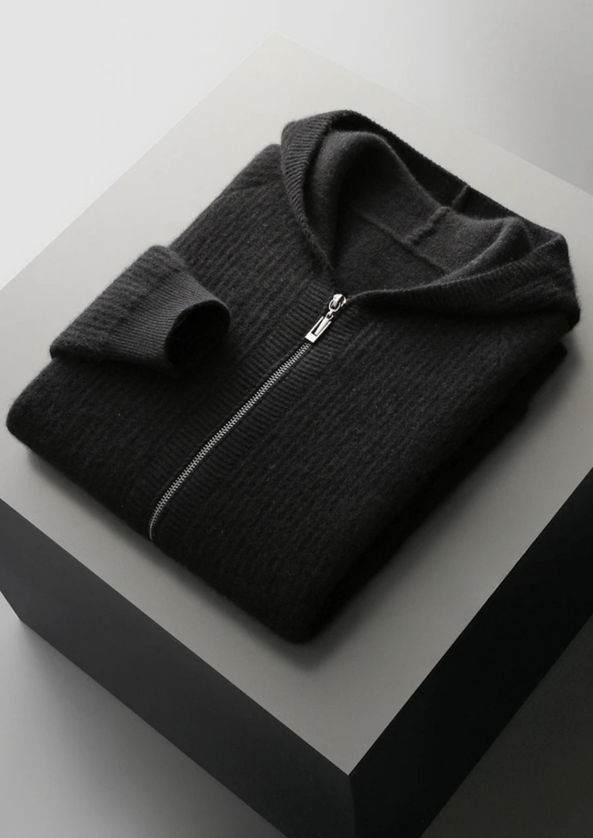 Belmont  Wool Ribbed Zipper Hoodie