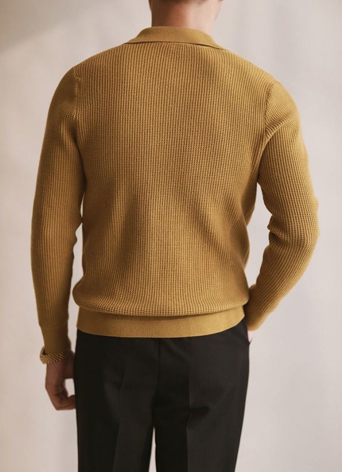 Men's Relaxed Knit Polo Sweater