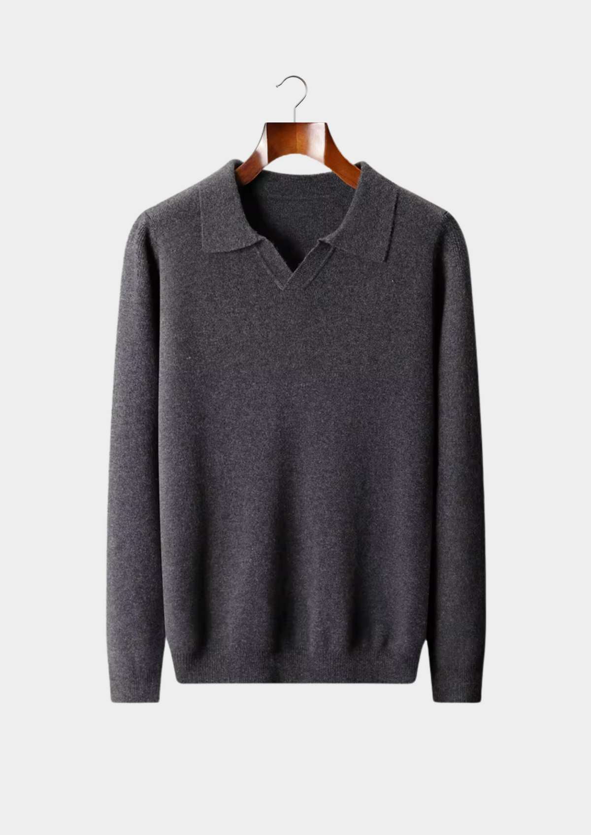 Men's WOOL RIBBED BUTTONLESS POLO