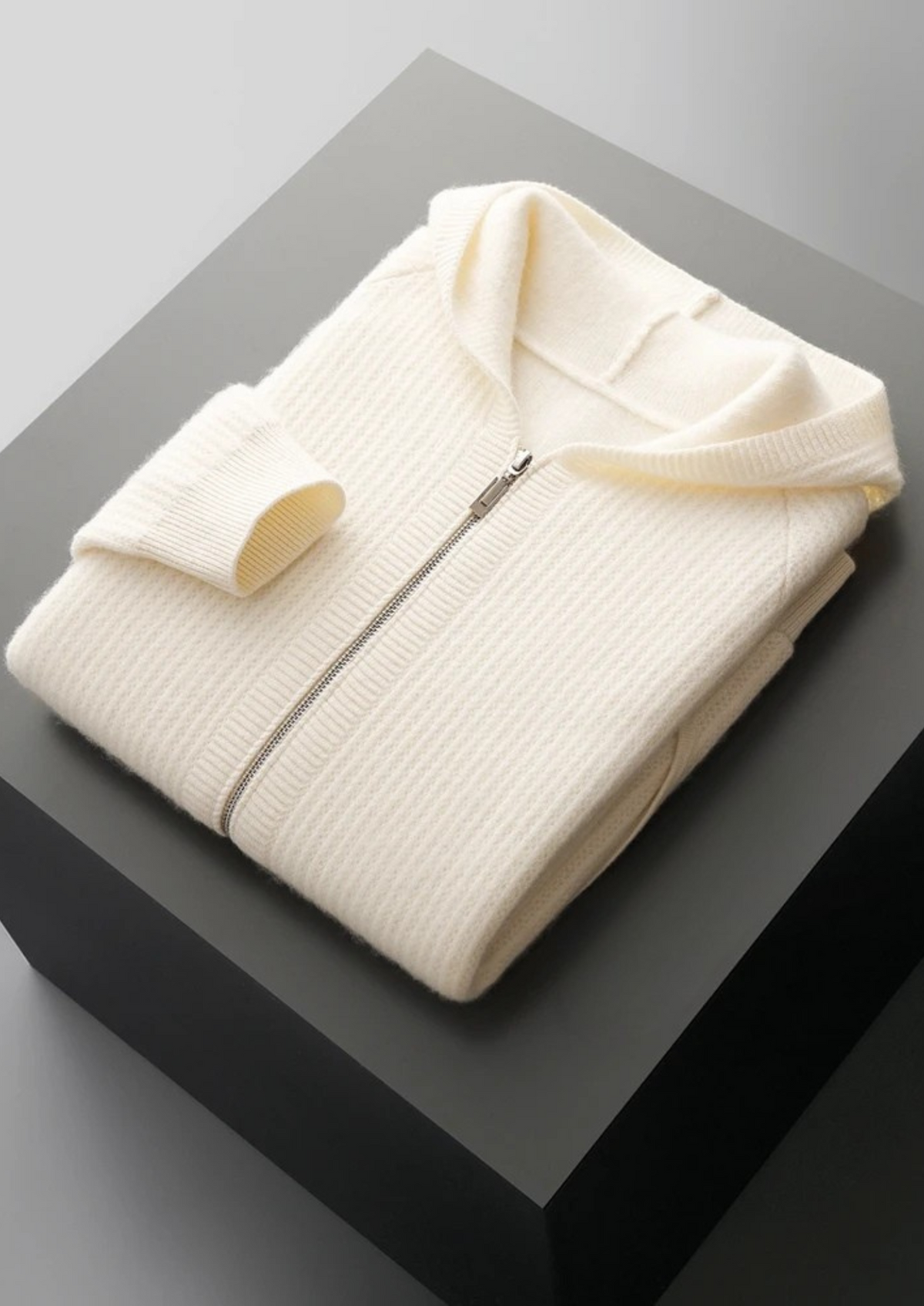 BELMONT WOOL RIBBED ZIPPER HOODIE