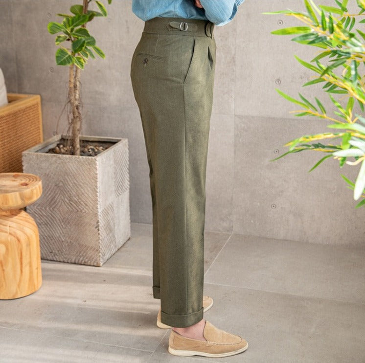 Men's Cotton Twill Straight-Fit Trousers