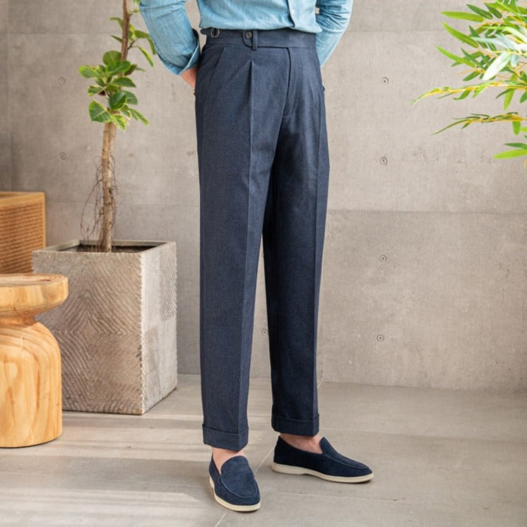 Men's Cotton Twill Straight-Fit Trousers