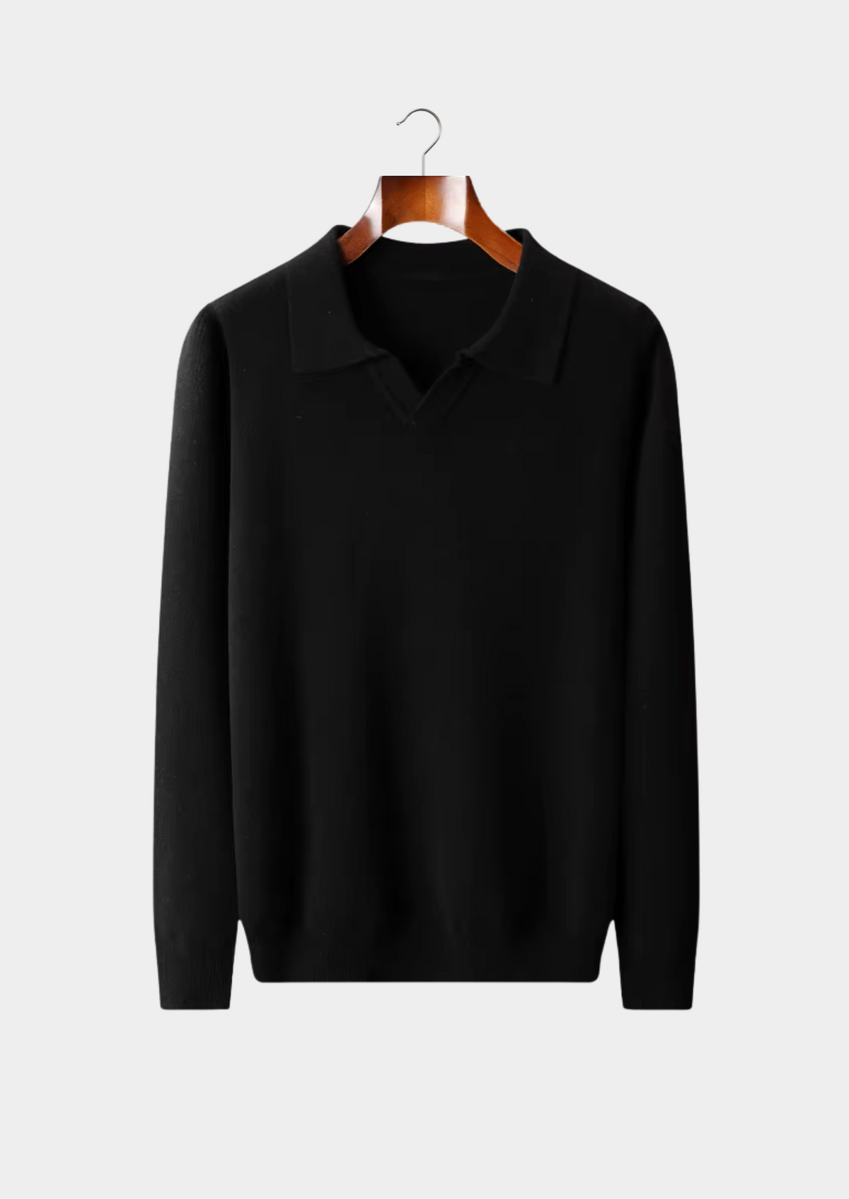 Men's WOOL RIBBED BUTTONLESS POLO