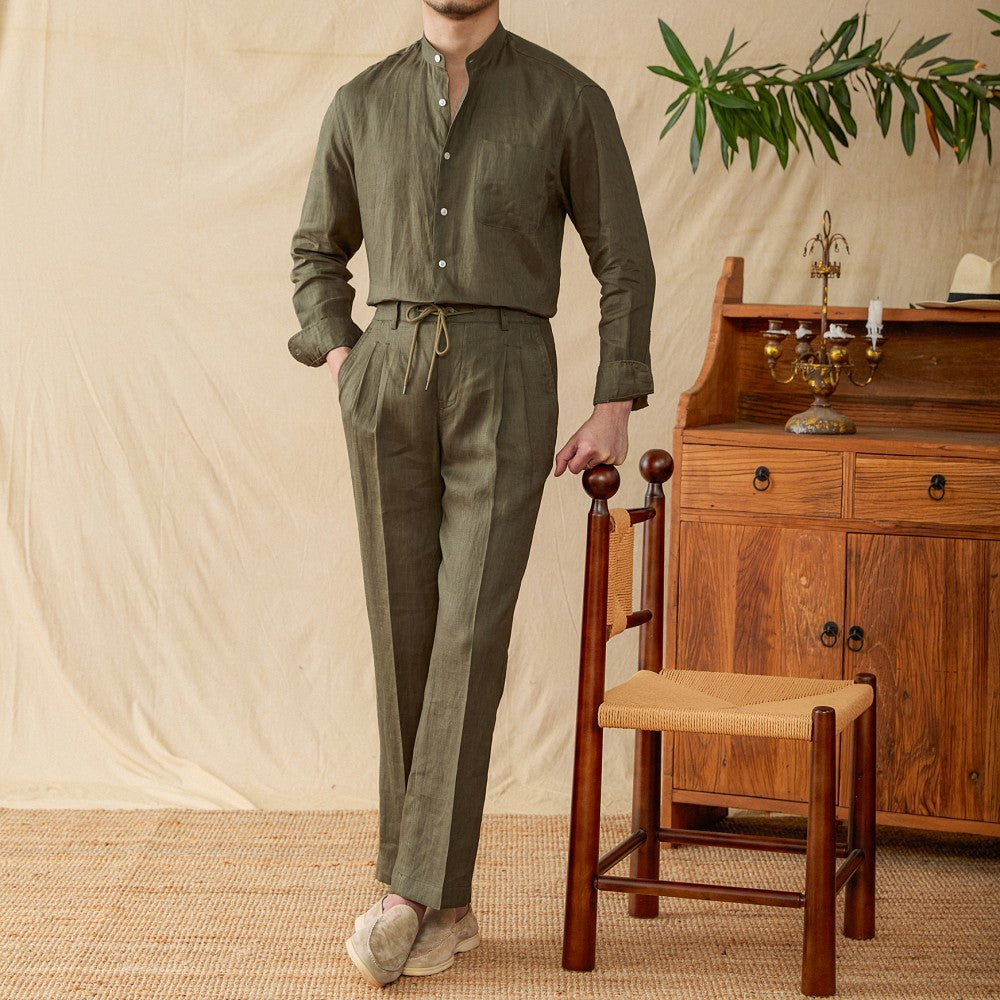 Men’s Pleated Linen Trousers