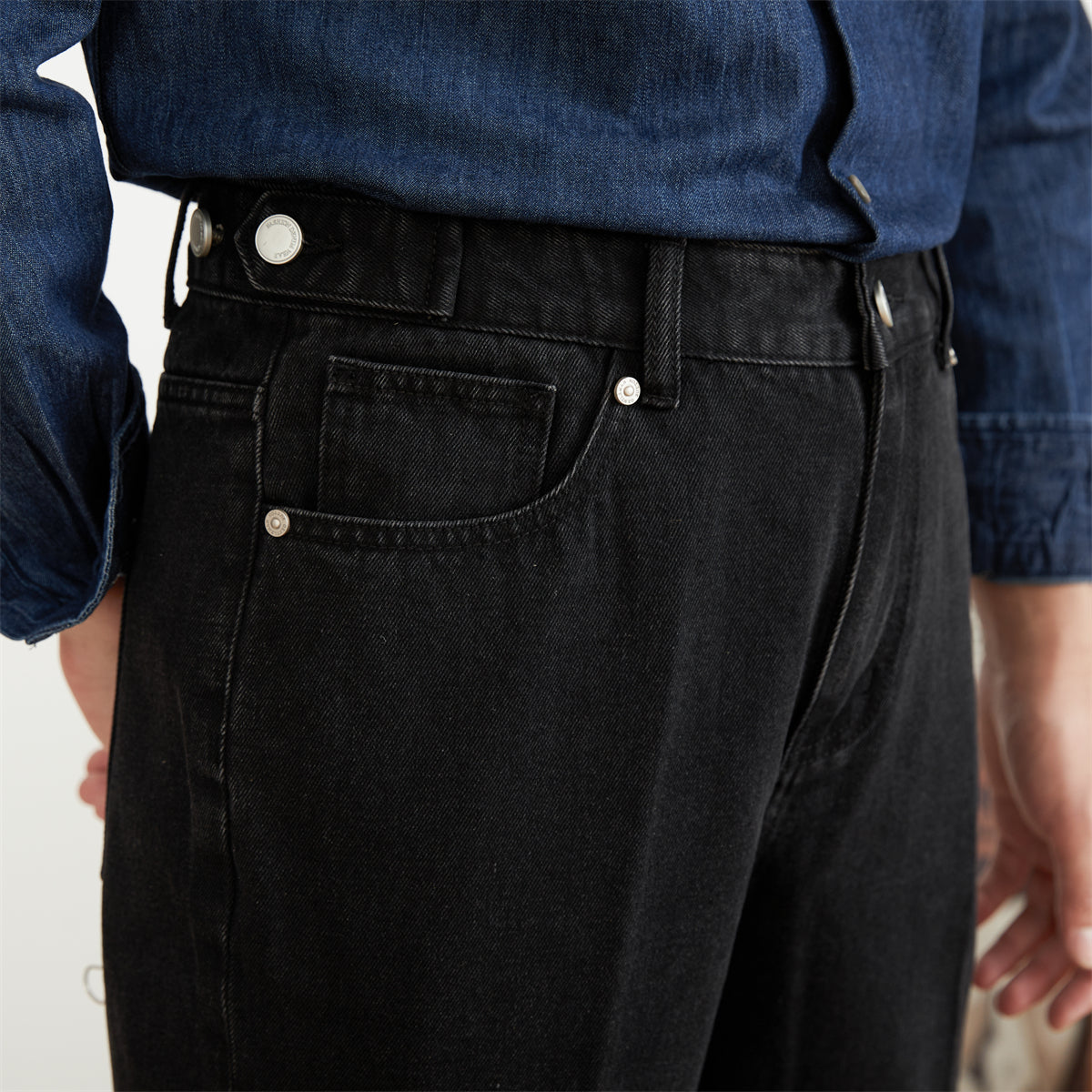 Men's Cotton Denim Trousers with Pleats