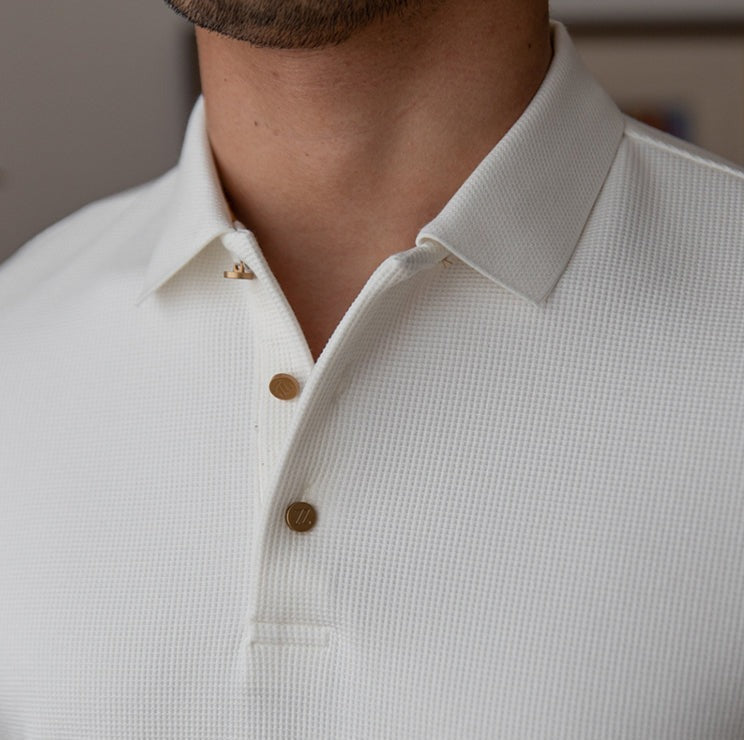 Men’s Cotton Blend Knit Long Sleeve Polo Shirt