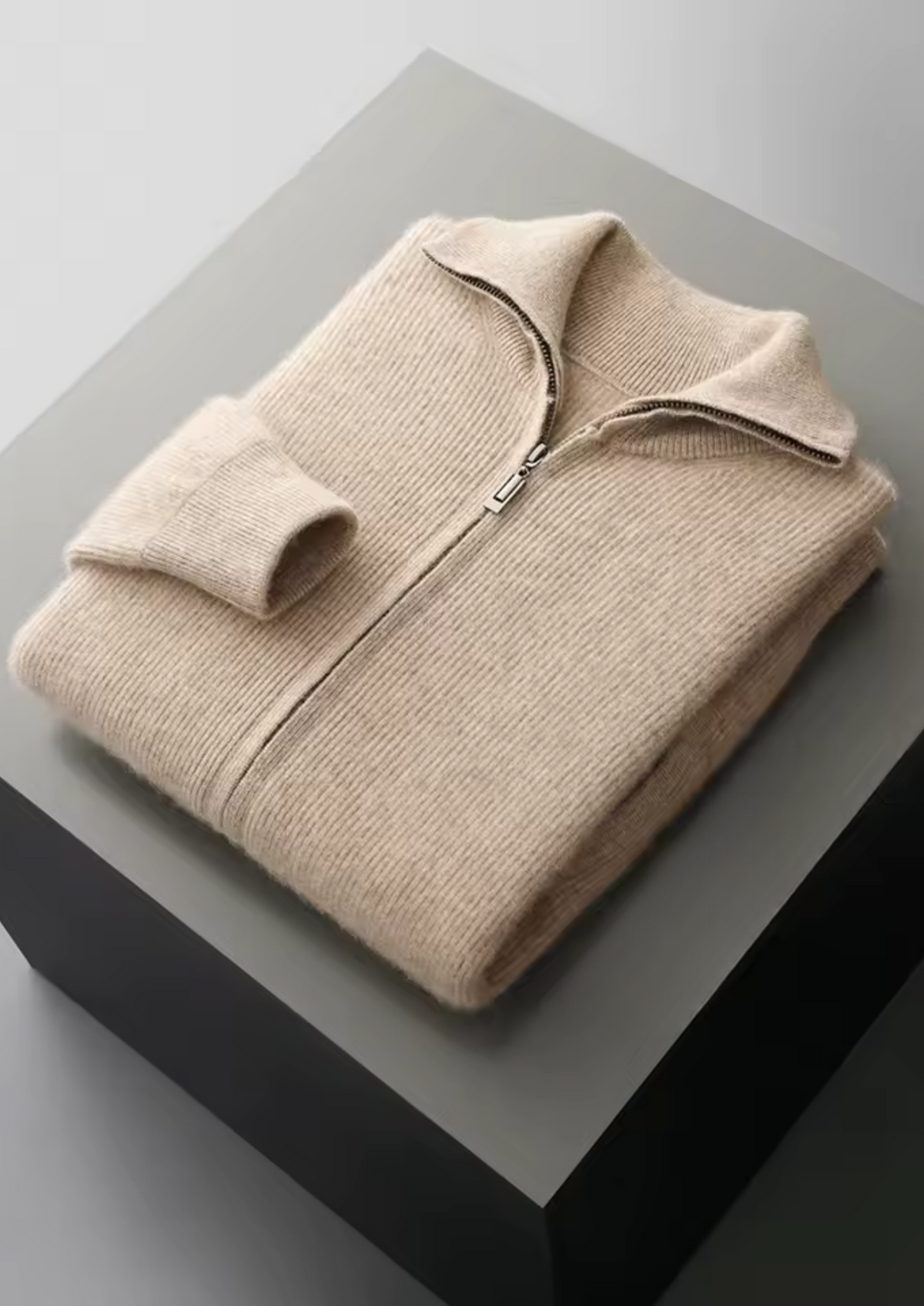Belmont Wool Ribbed Zipper Cardigan