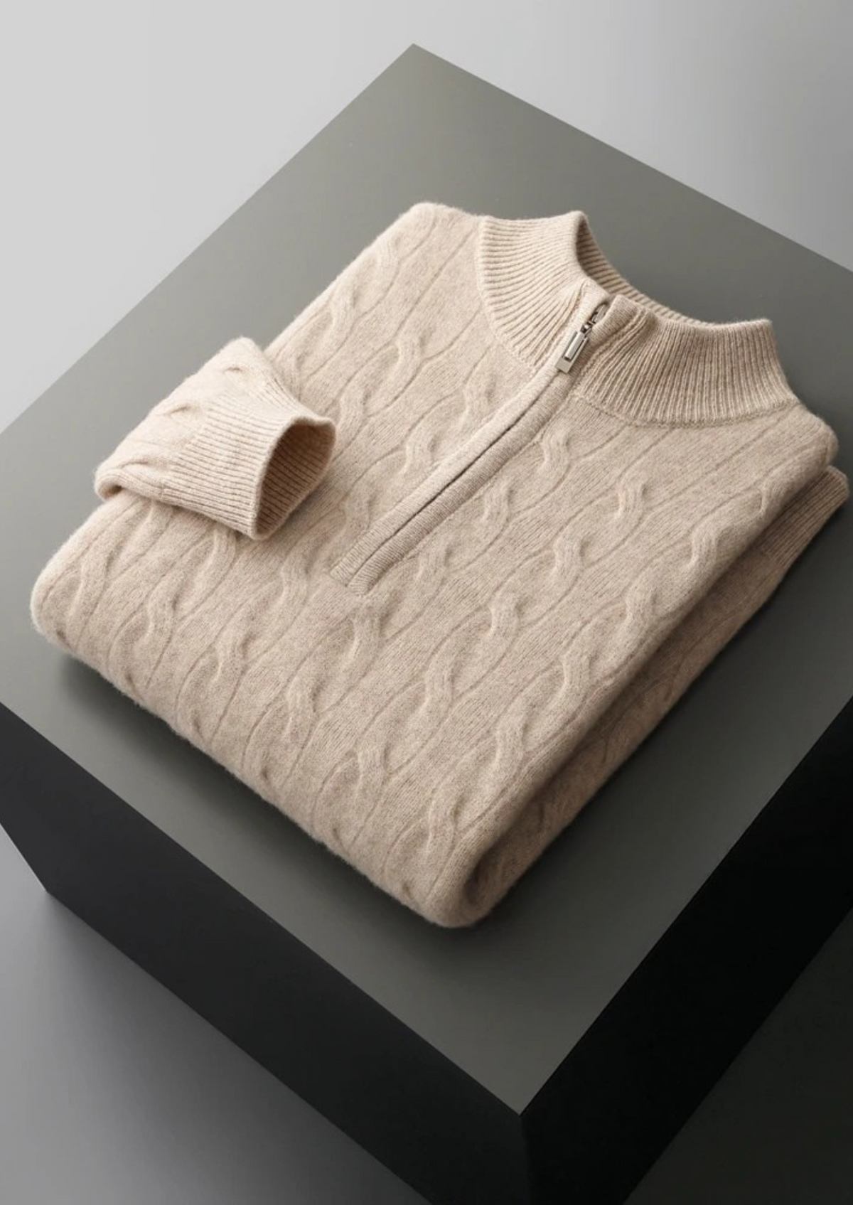 BELMONT WOOL CABLE HALF ZIP