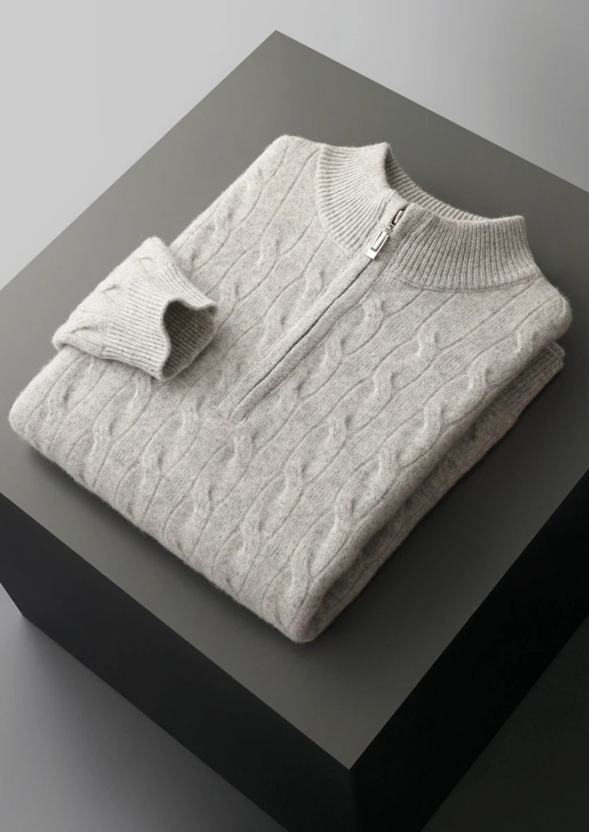 BELMONT WOOL CABLE HALF ZIP