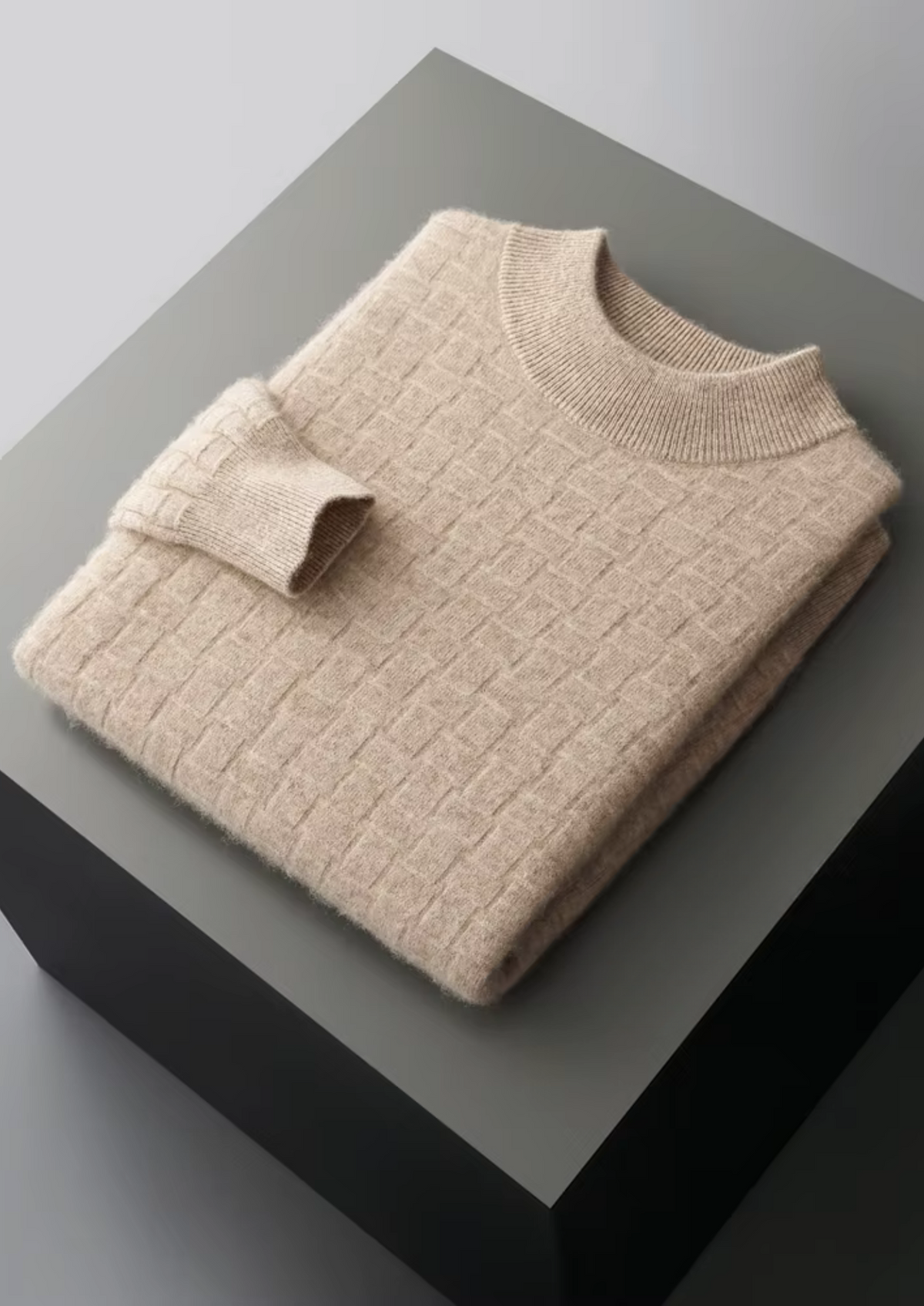 Men’s Wool Textured Mock Neck Sweater